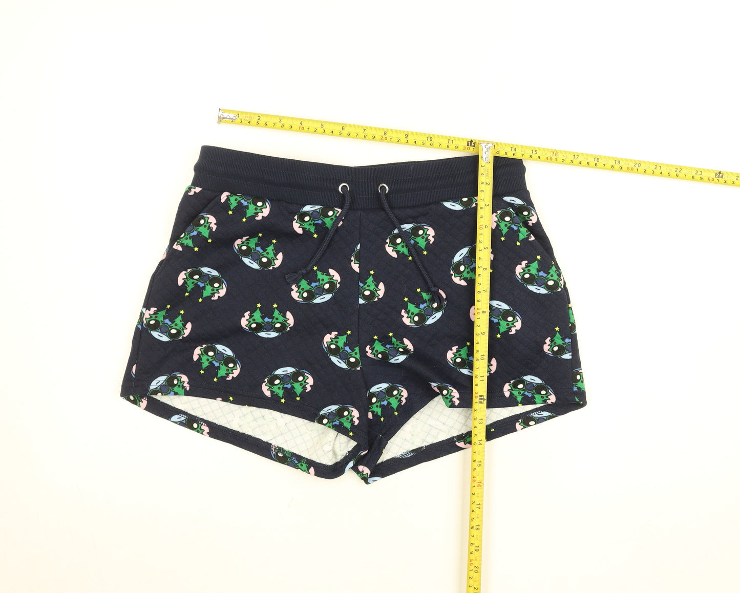 Primark Girls Navy Stitch Christmas Shorts Medium 12-13 Years Cartoon Print