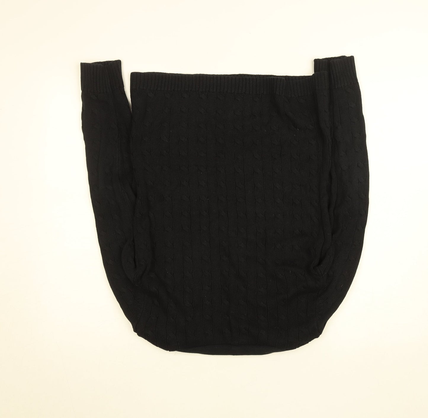 Lauren Ralph Lauren Women's Black Cable Knit Cotton Jumper L
