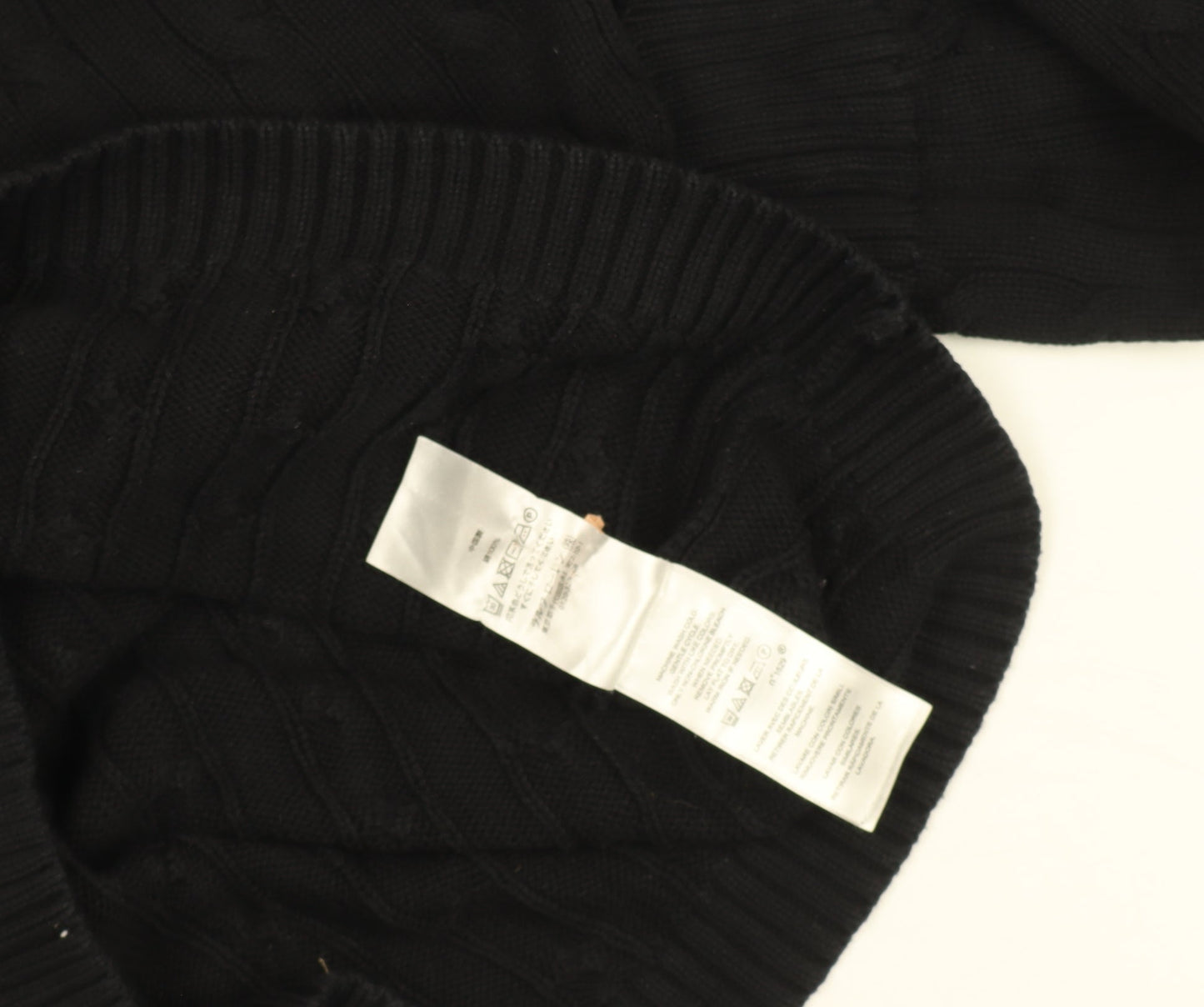 Lauren Ralph Lauren Women's Black Cable Knit Cotton Jumper L