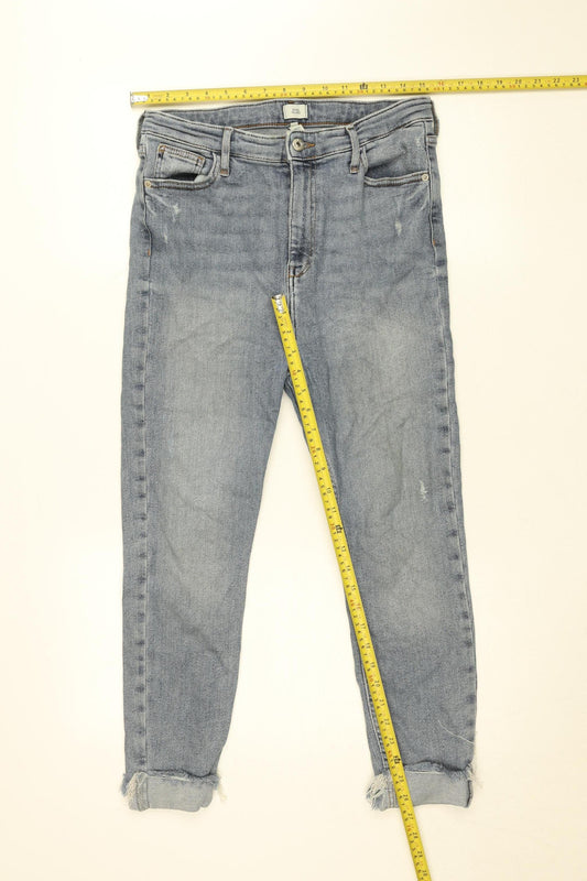 River Island Women's Blue Light Wash Distressed Ankle Slim Jeans Size 8