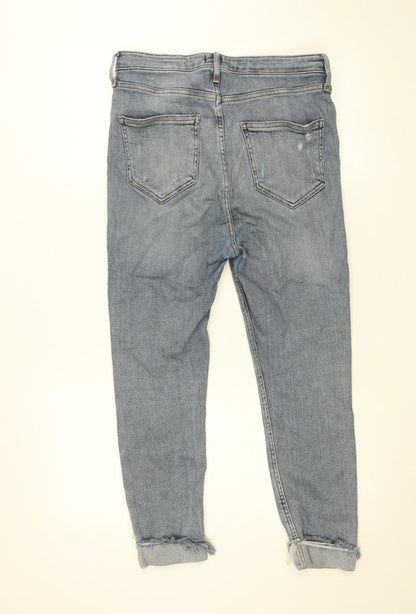 River Island Women's Blue Light Wash Distressed Ankle Slim Jeans Size 8