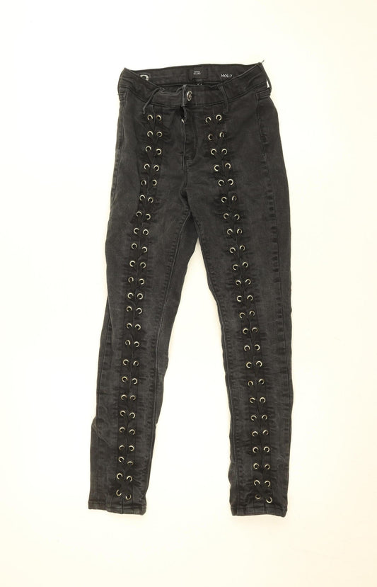 River Island Women’s Black Molly Lace-Up Skinny Jeans Size 8