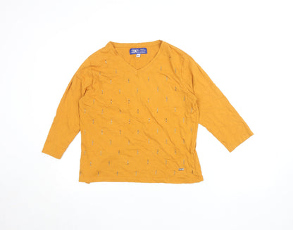 Womens UK Size 12 PACO Yellow Basic T-Shirt