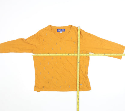 Womens UK Size 12 PACO Yellow Basic T-Shirt