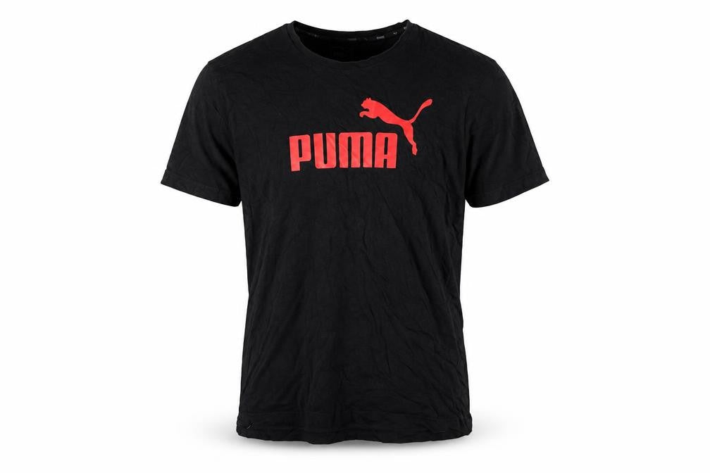 Front view of Puma Men's Black Short Sleeve Crew Neck Sports Cotton T-Shirt S