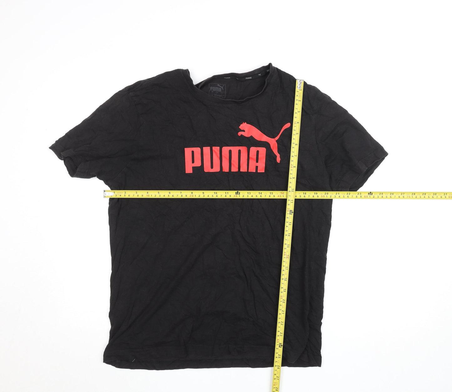 Puma Men's Black Short Sleeve Crew Neck Sports Cotton T-Shirt S