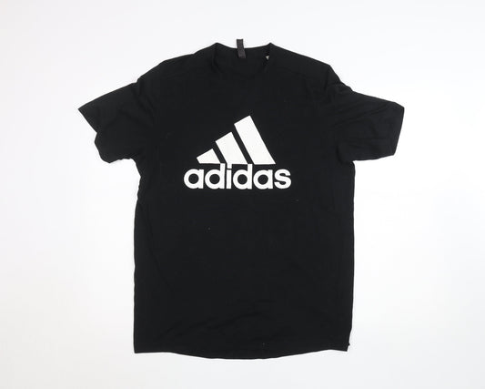 Adidas Men's Black Logo Sports T-Shirt L Regular Fit
