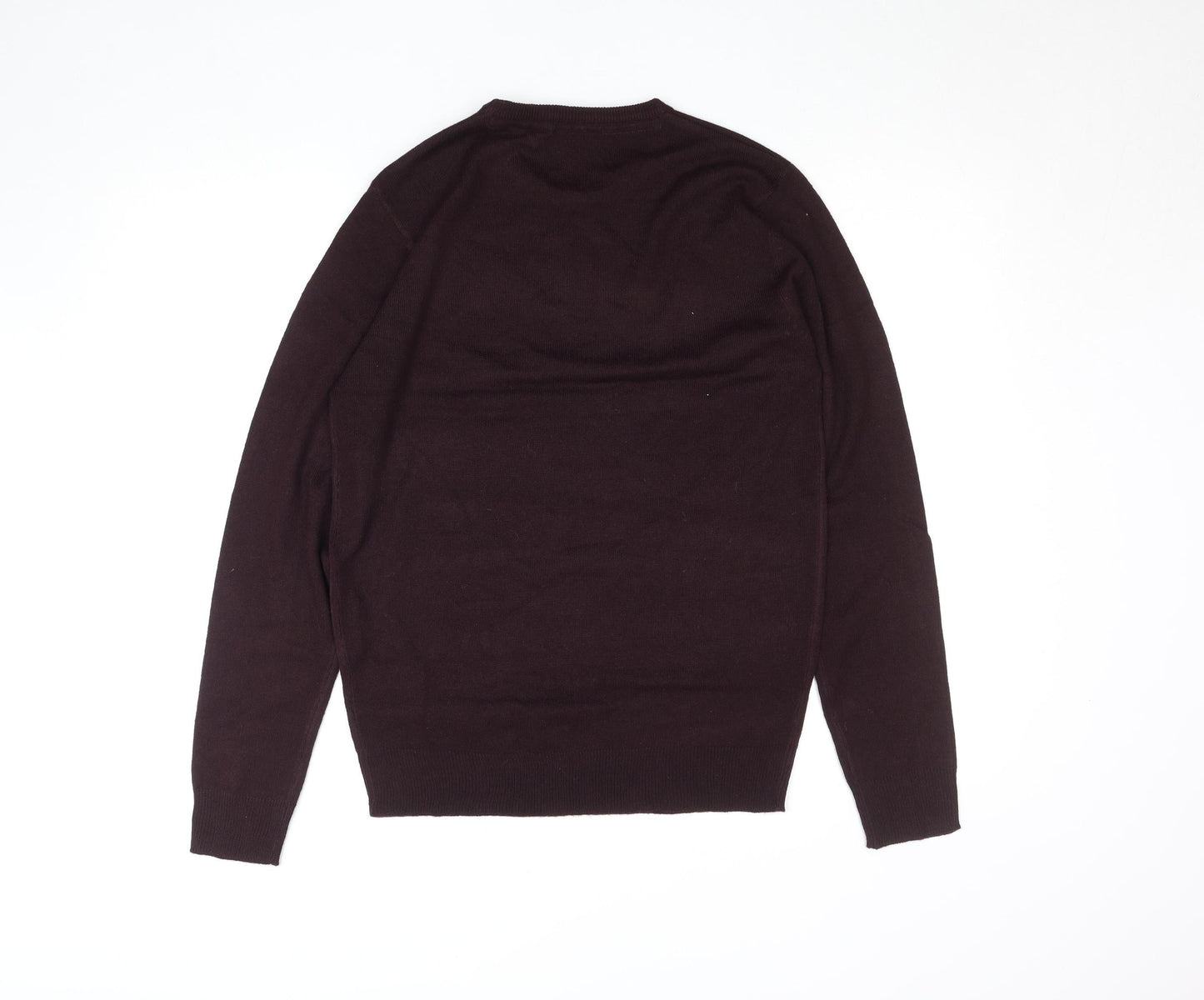 Brave Soul Men's Brown Crew Neck Acrylic Jumper Size S