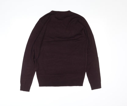 Brave Soul Men's Brown Crew Neck Acrylic Jumper Size S