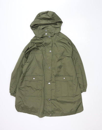 Next Girls Green Hooded Rain Coat 11 Years Mid-Length Water Resistant