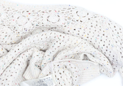 Fat Face Women Beige Open Knit Cotton Jumper Size 10