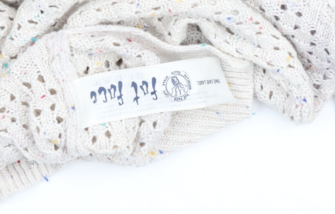 Fat Face Women Beige Open Knit Cotton Jumper Size 10