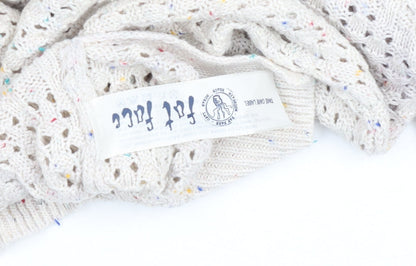 Fat Face Women Beige Open Knit Cotton Jumper Size 10