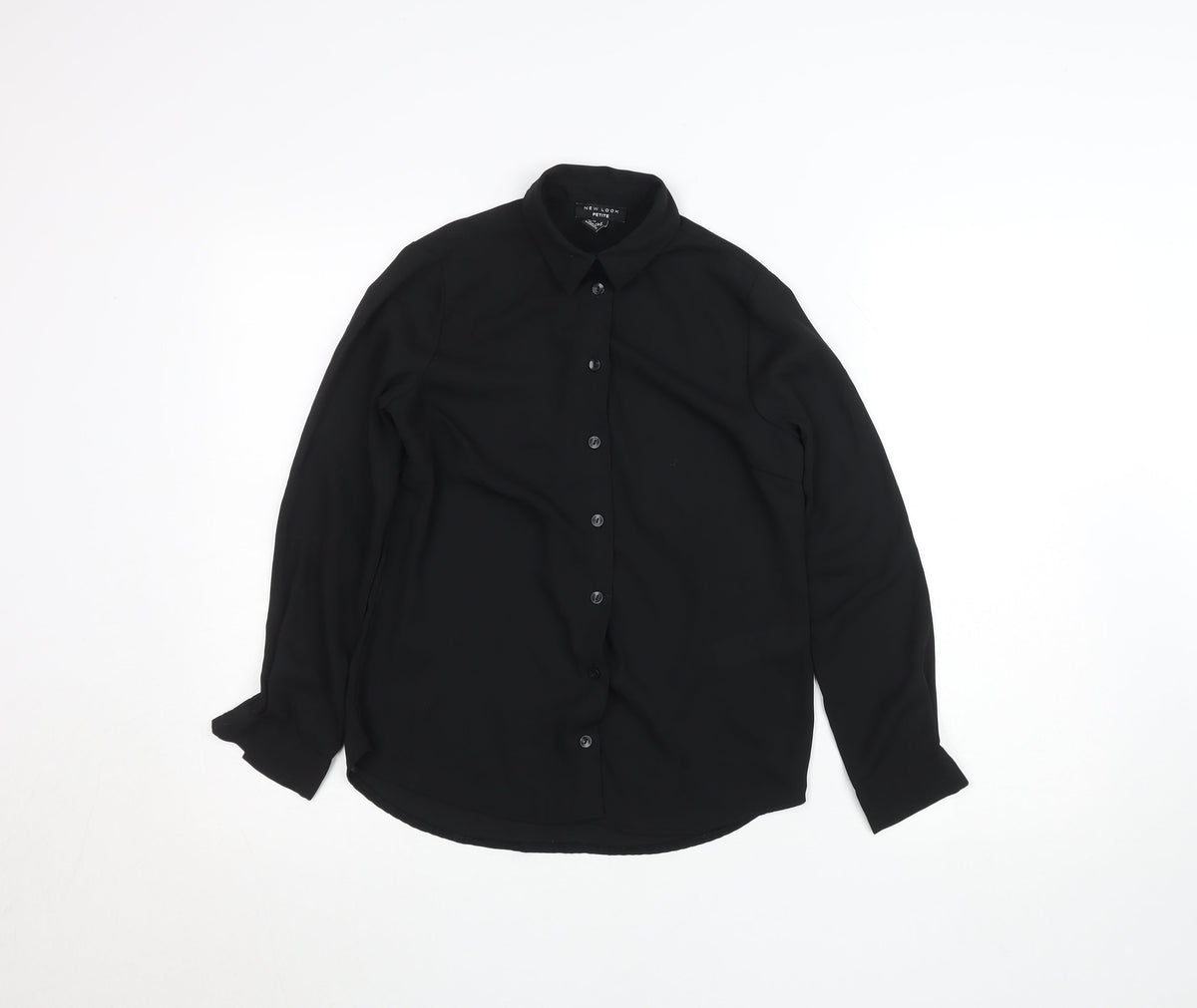Womens UK Size 4 New Look Black Basic Button-Up