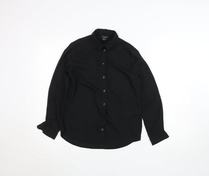 Womens UK Size 4 New Look Black Basic Button-Up