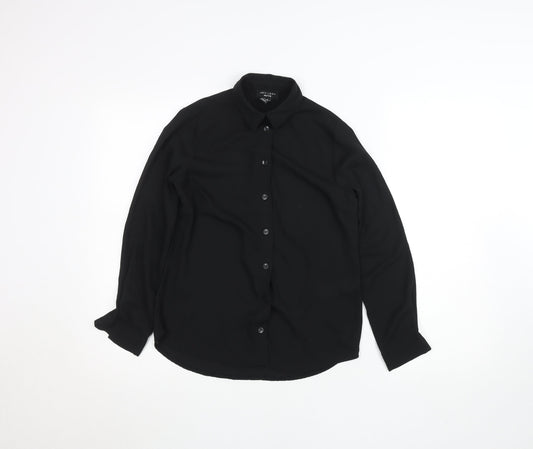 Womens UK Size 4 New Look Black Basic Button-Up
