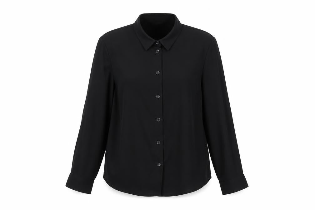 Womens UK Size 4 New Look Black Basic Button-Up