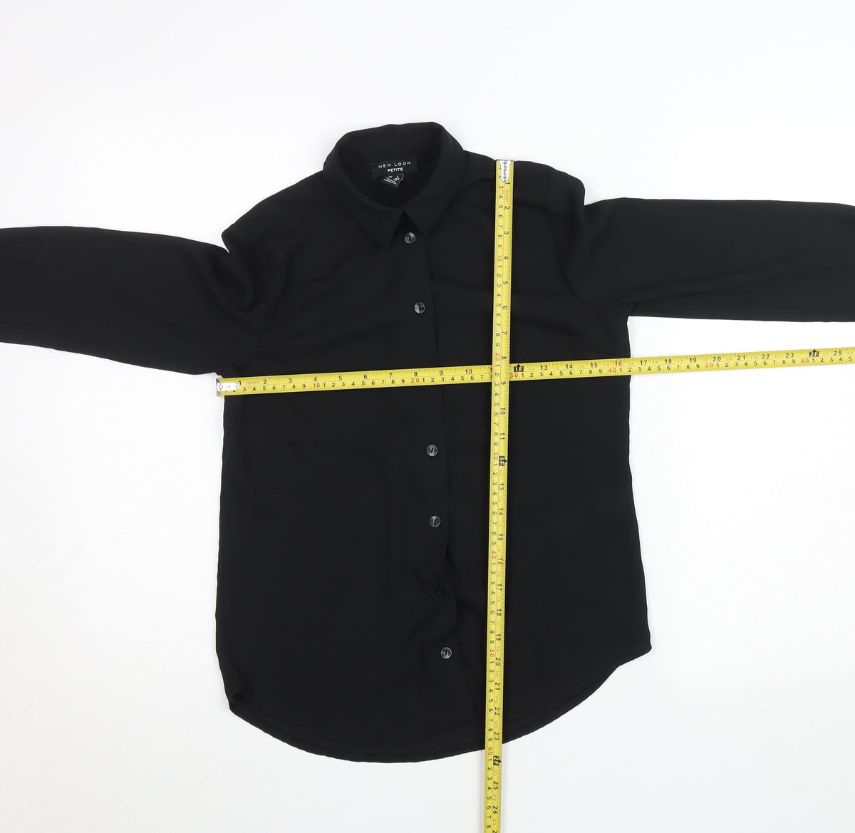 Womens UK Size 4 New Look Black Basic Button-Up