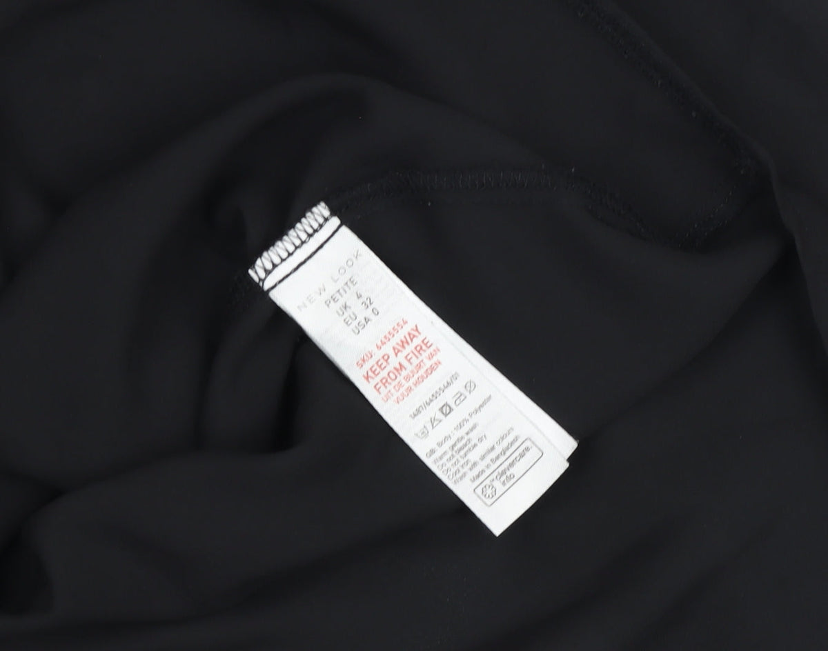 Womens UK Size 4 New Look Black Basic Button-Up