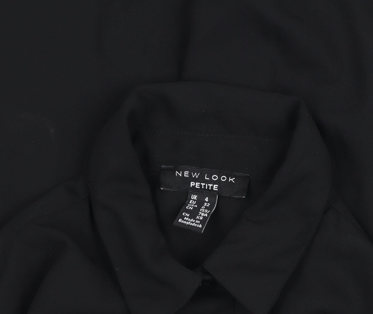 Womens UK Size 4 New Look Black Basic Button-Up