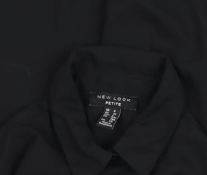 Womens UK Size 4 New Look Black Basic Button-Up