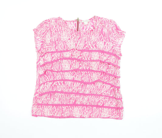 Womens UK Size 12 Monsoon Pink Ruffle Blouse