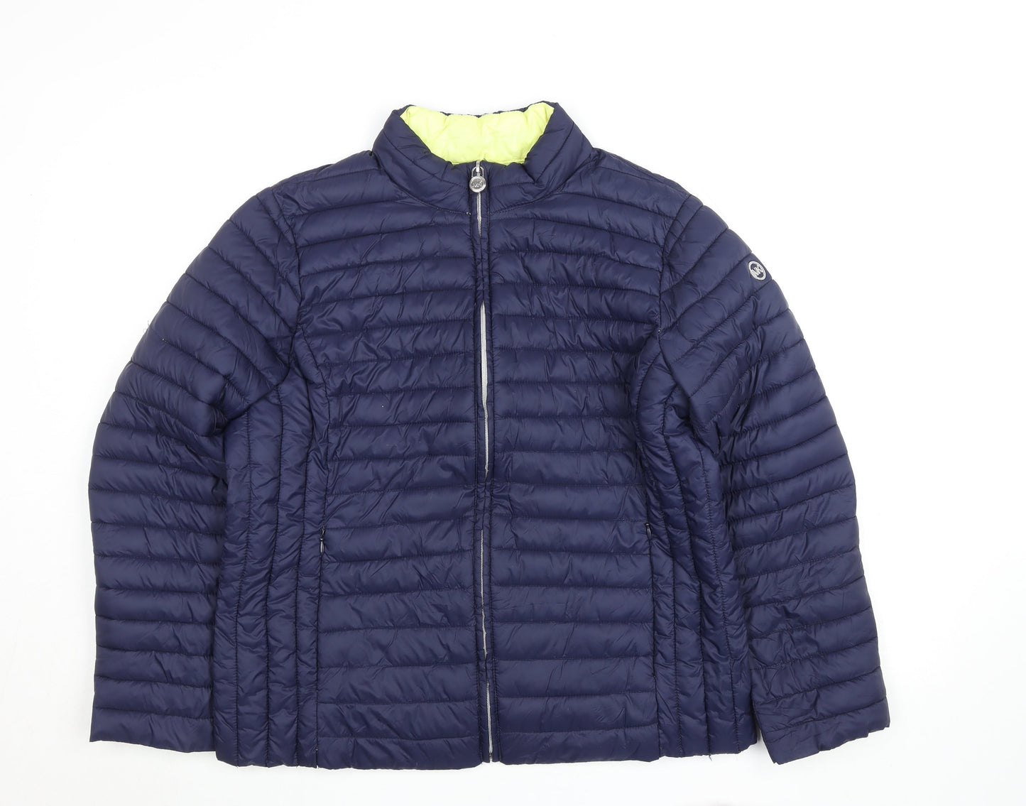 Michael Kors Womens Navy Blue XL Puffer Jacket Lightweight Quilted Zip Coat