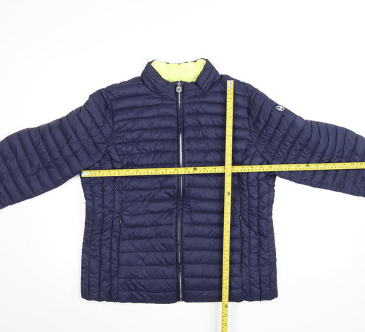 Michael Kors Womens Navy Blue XL Puffer Jacket Lightweight Quilted Zip Coat