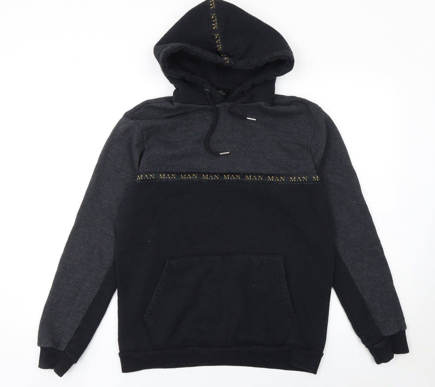 Mens UK Size M boohooMAN Black Pullover Hoodie