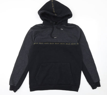 Mens UK Size M boohooMAN Black Pullover Hoodie