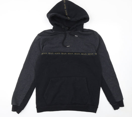 Mens UK Size M boohooMAN Black Pullover Hoodie