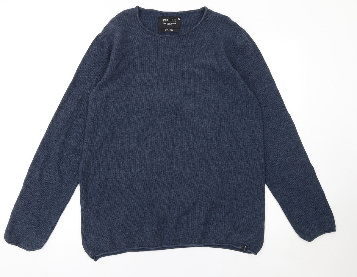 Mens UK Size 2XL INDICODE Blue Pullover Sweatshirt