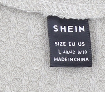 SHEIN Women’s Beige Ruffle Peplum Tunic Short Sleeve Blouse L