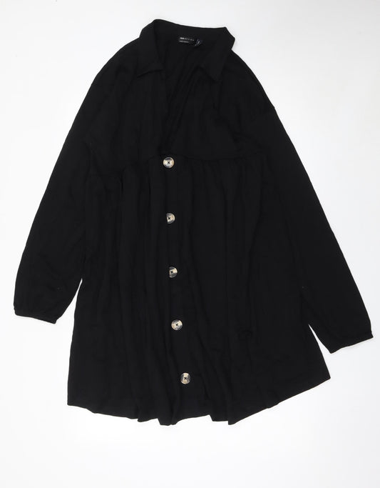 ASOS Design Women Black Size 16 Cotton Shirt Dress