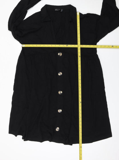 ASOS Design Women Black Size 16 Cotton Shirt Dress