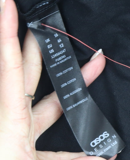 ASOS Design Women Black Size 16 Cotton Shirt Dress