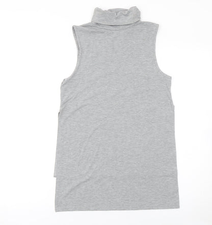 PrettyLittleThing Womens Grey Sleeveless Roll Neck Tank Top UK 10