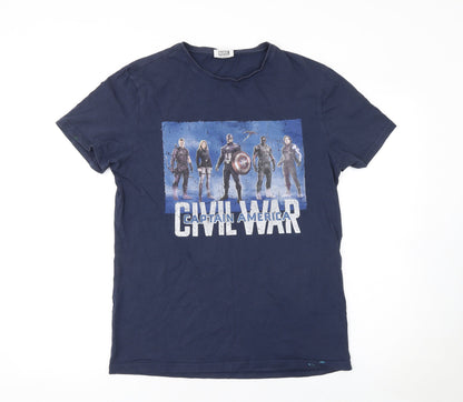 Mens UK Size M Marvel Blue  T-Shirt