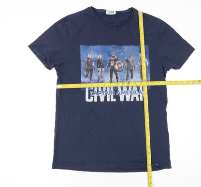 Mens UK Size M Marvel Blue  T-Shirt