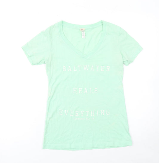 Womens UK Size S Coastal Classics Green Basic T-Shirt