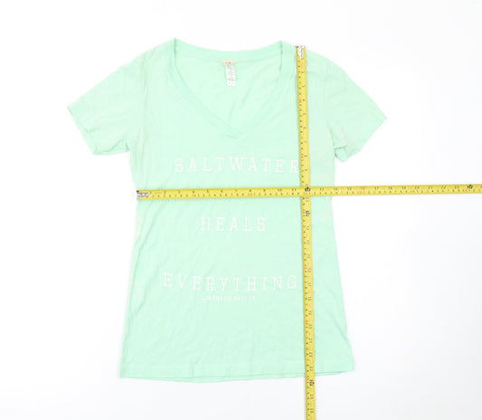 Womens UK Size S Coastal Classics Green Basic T-Shirt