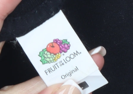 Mens UK Size L Fruit of the Loom Black  T-Shirt