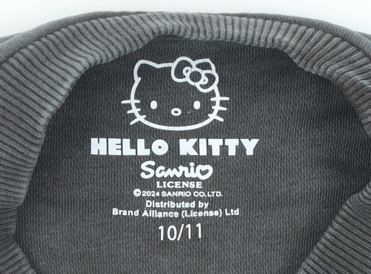 Sanrio Hello Kitty Girls Grey Sweatshirt 10-11 Years Crew Neck Pullover