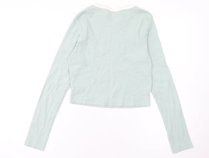 F&F Women's Green Cropped Long Sleeve Brooklyn T-Shirt UK 12