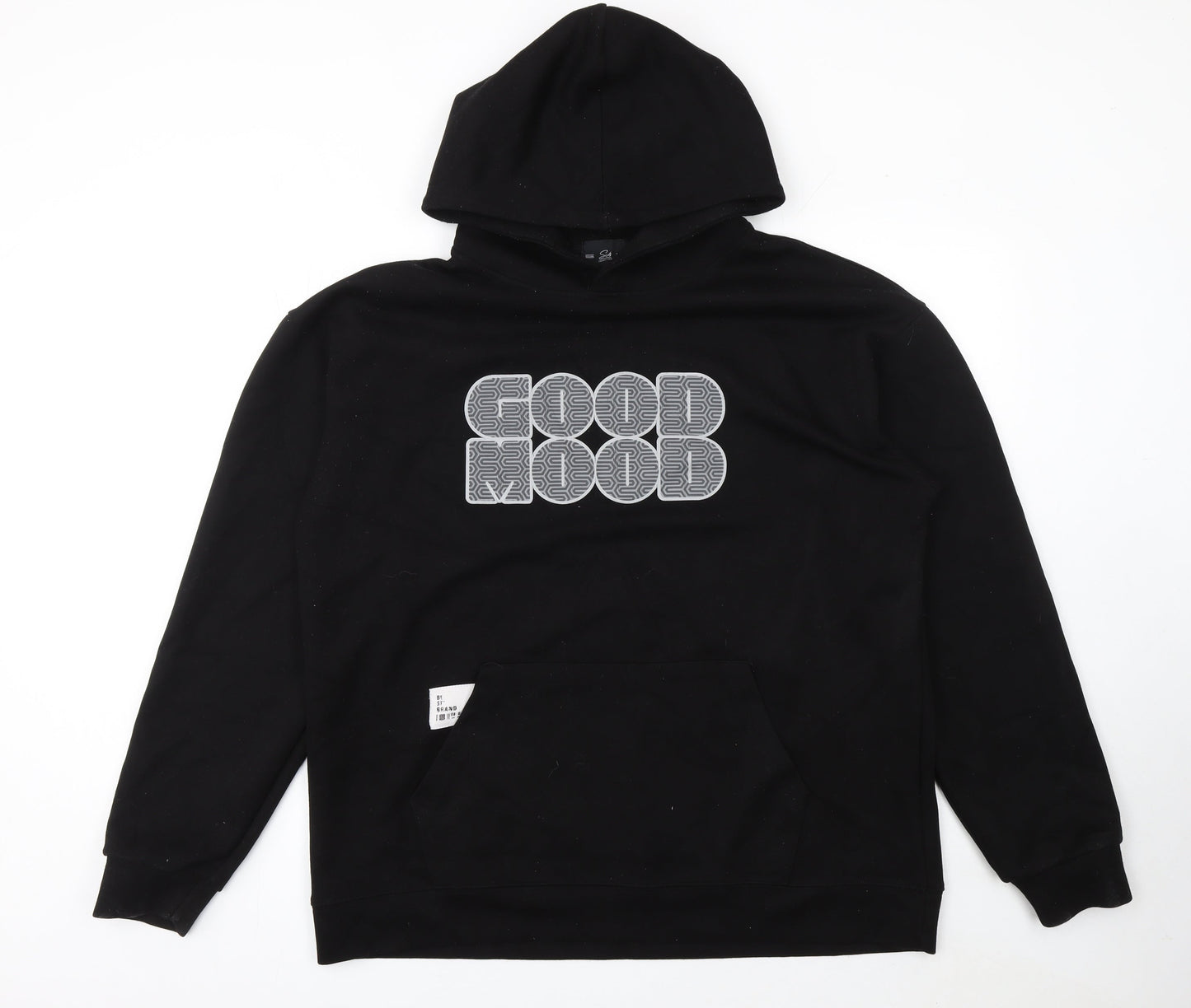 Mens UK Size XL Six Collection Black Pullover Hoodie