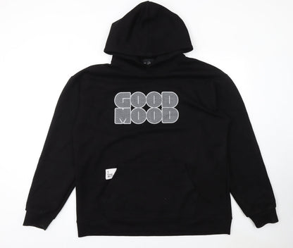 Mens UK Size XL Six Collection Black Pullover Hoodie