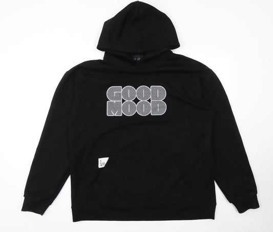 Mens UK Size XL Six Collection Black Pullover Hoodie