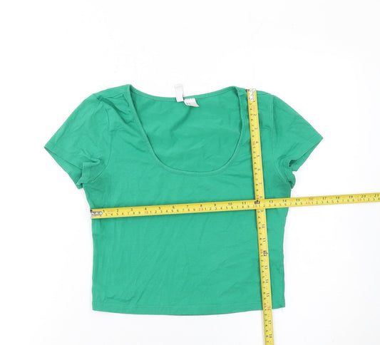 Womens UK Size 12 H&M Green Cropped T-Shirt