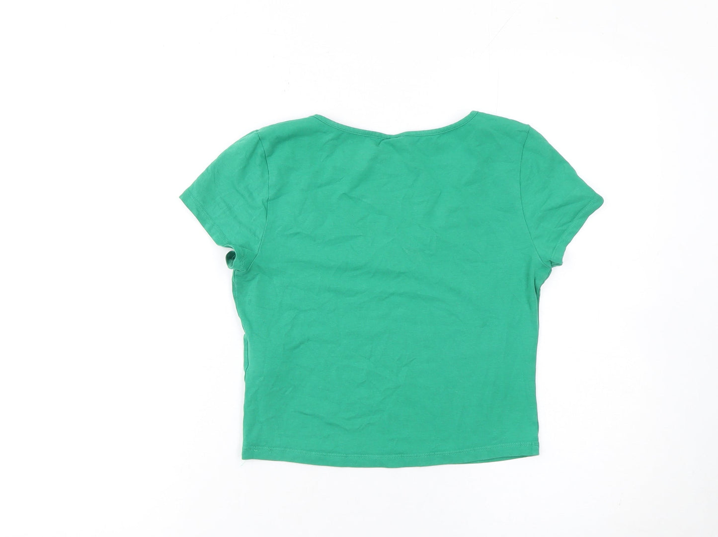 Womens UK Size 12 H&M Green Cropped T-Shirt