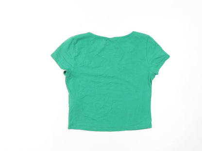 Womens UK Size 12 H&M Green Cropped T-Shirt